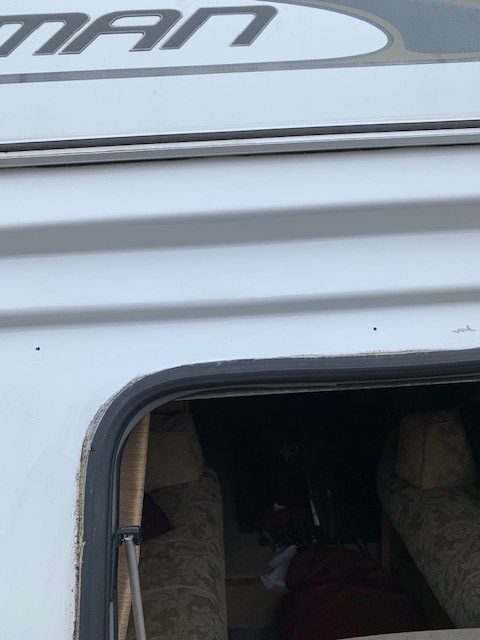 crack above caravan window repaire